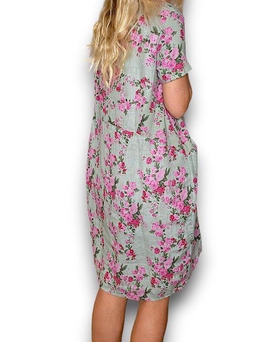 Far Away Rose Jungle Dress Sage