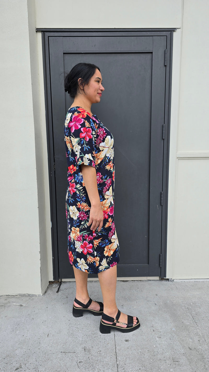 Multi Flower Dress Navy