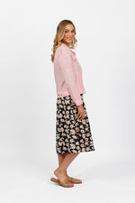 Linen Jacket With Frayed Seams Pink