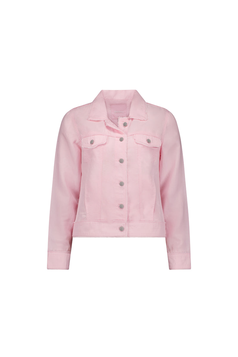 Linen Jacket With Frayed Seams Pink