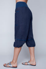 Italian Linen Capri Pants Navy