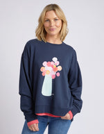 Janey Floral Crew Navy