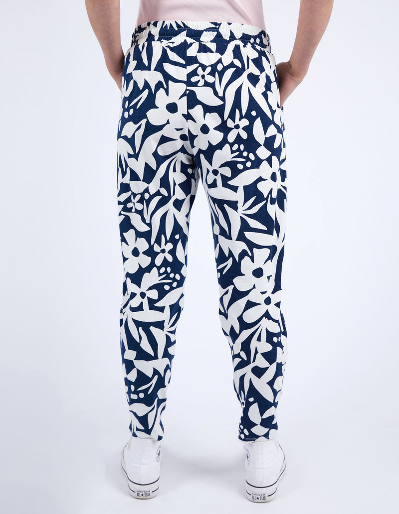 Stencil Floral Pants Navy