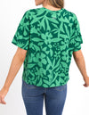 Stencil Floral Tee Green