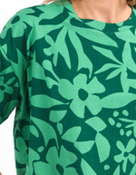 Stencil Floral Tee Green