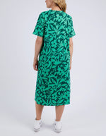 Stencil Floral Tee Dress Green