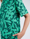 Stencil Floral Tee Dress Green