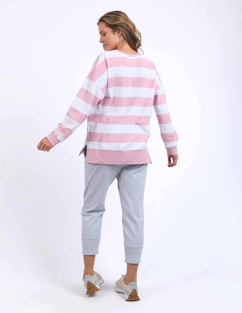 Billie Block Stripe Crew Soft Pink