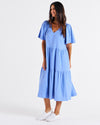 Regina Linen Dress Berry Blue