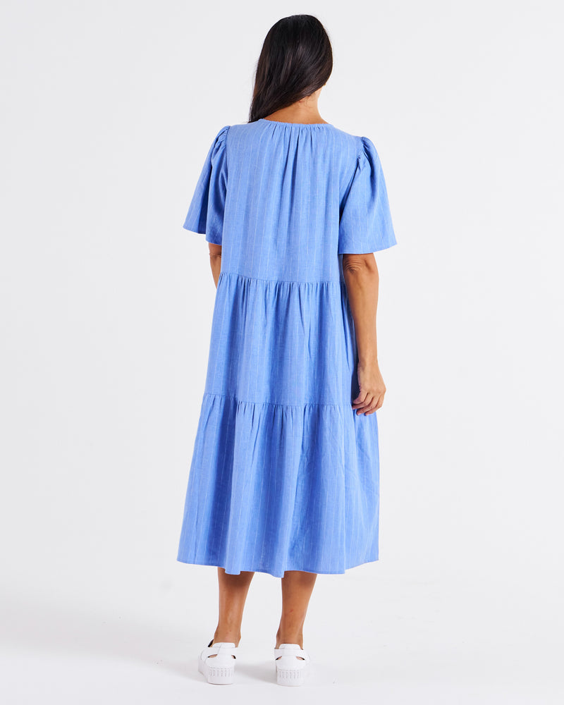 Regina Linen Dress Berry Blue