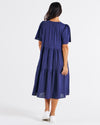 Regina Linen Dress Navy