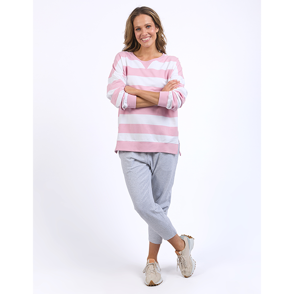 Billie Block Stripe Crew Soft Pink