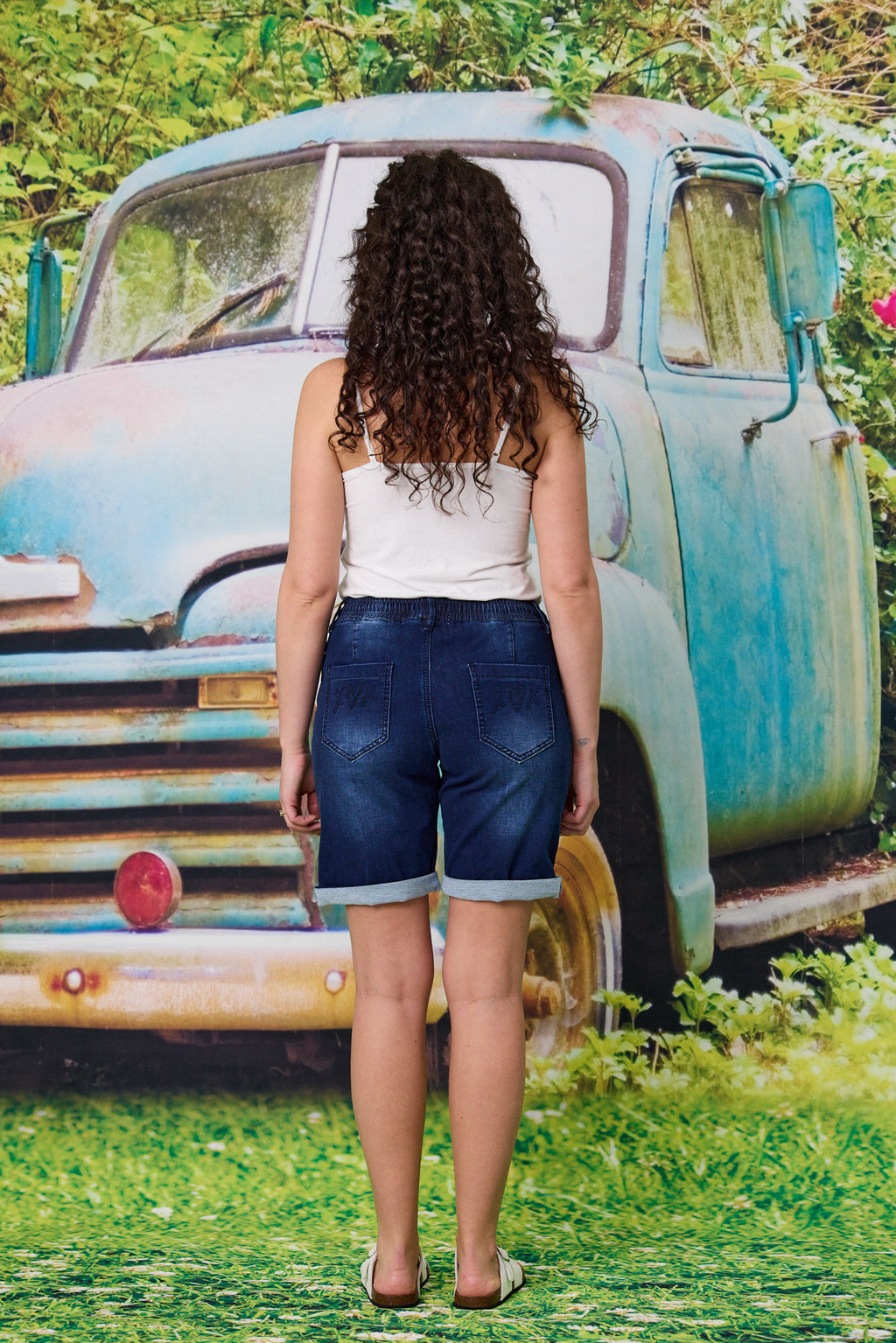 Knit Denim Shorts Indigo