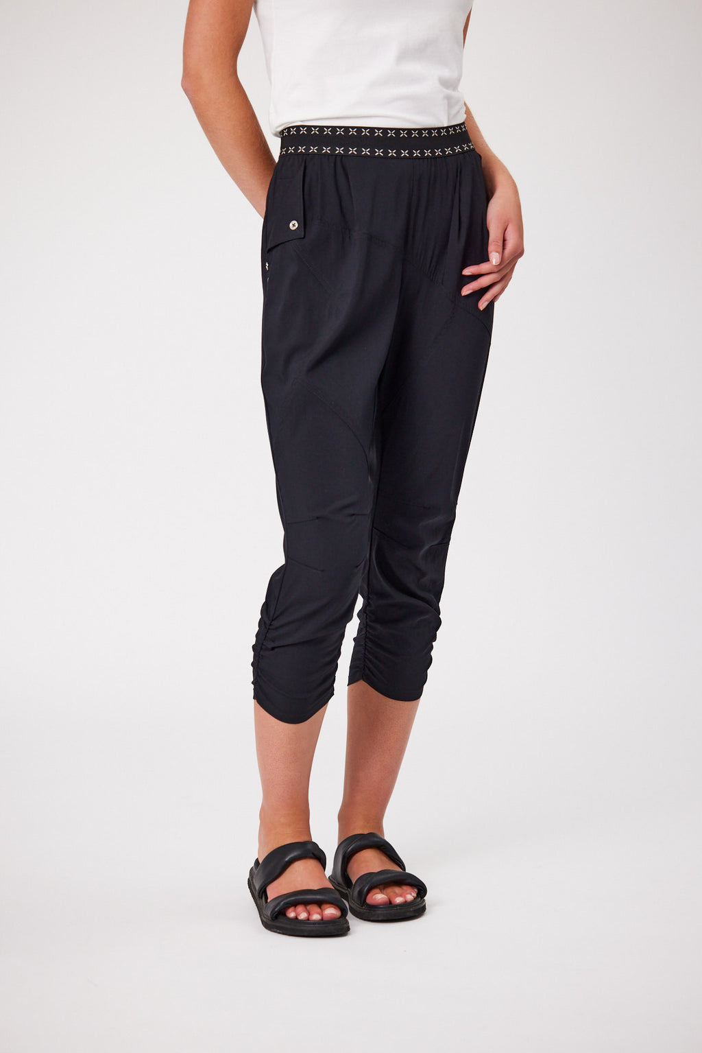 Rouched Leg Pants Black