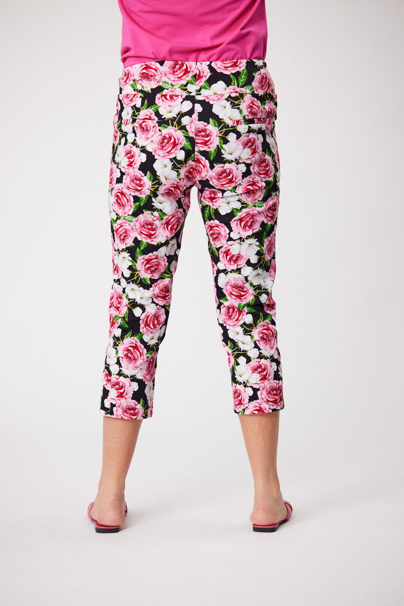 Ursula 3/4 Printed Pants Black Rose