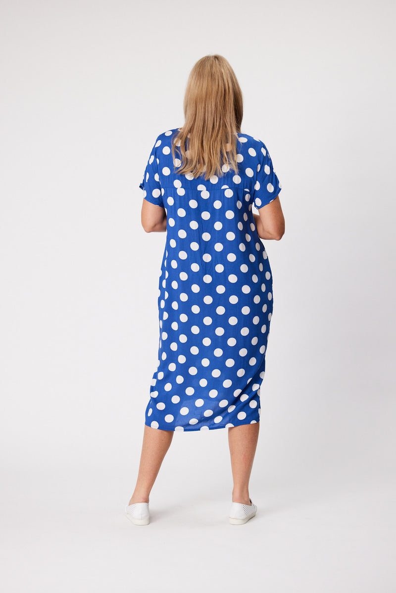 Heidi Spot Dress Denim Blue