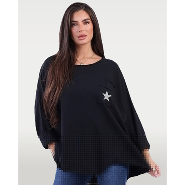 Glittery Star Sweatshirt Black