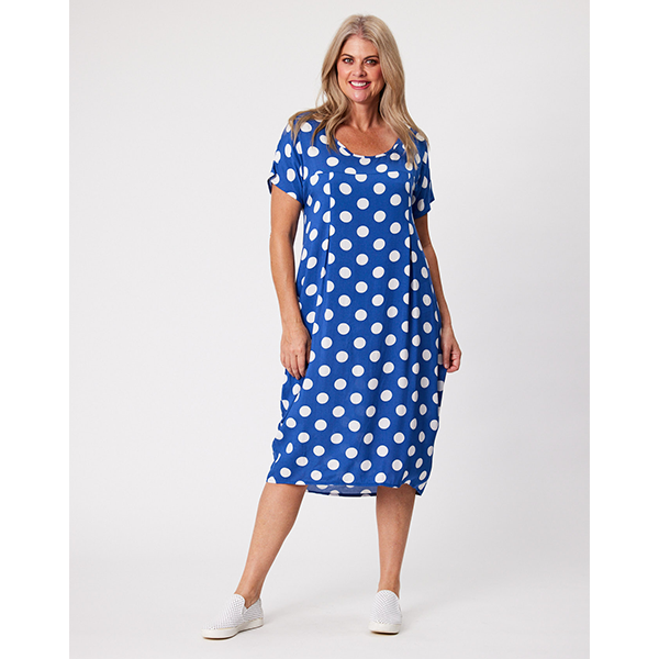 Heidi Spot Dress Denim Blue