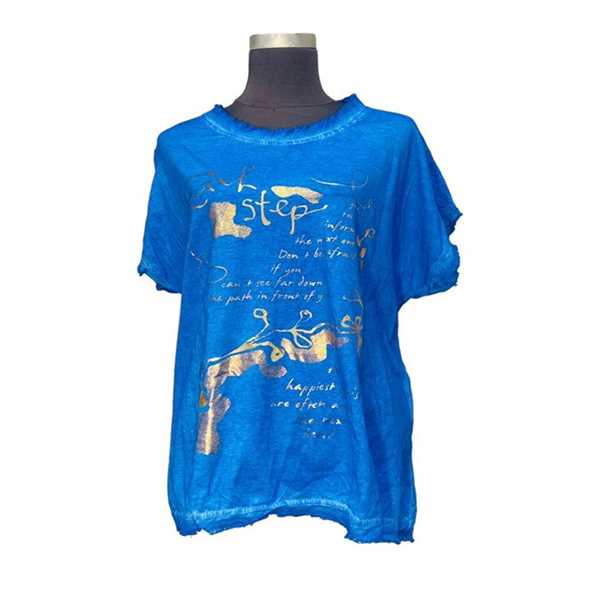 Italian Cotton Foil Tee Cobalt