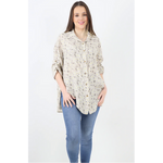 Italian Daisy Shirt 3/4 Sleeve  Beige