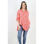 Italian Daisy Shirt 3/4 sleeve Coral