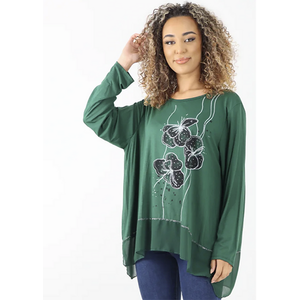 Italian Diamante Top Green