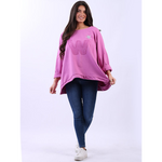 Italian Glitter Star Sweatshirt Fuschia