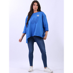 Italian Glitter Star Sweatshirt Royal Blue