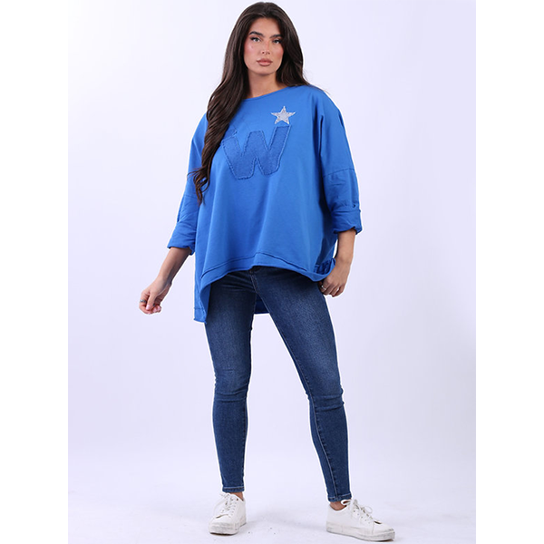 Italian Glitter Star Sweatshirt Royal Blue