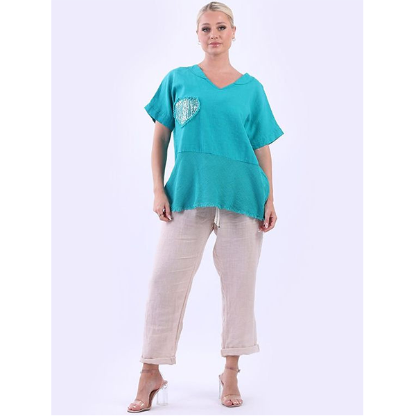 Italian Heart Top Teal