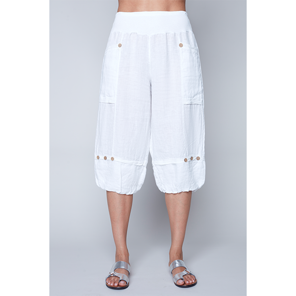 Italian Linen Capri Pants White