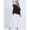 Italian Linen High/Low Seq Top Black