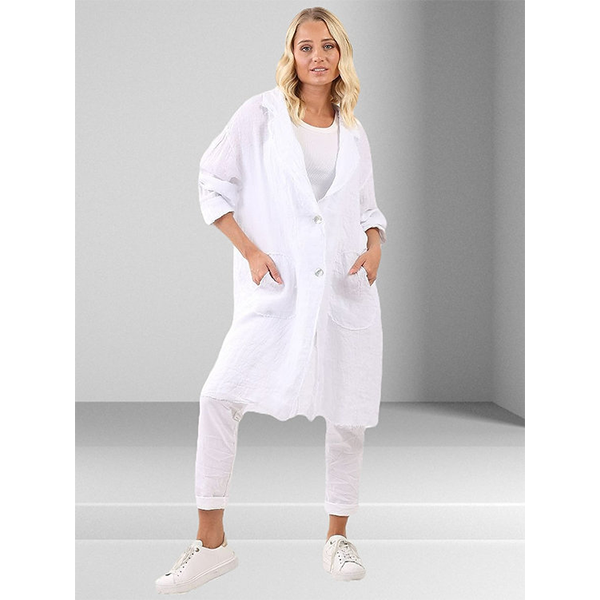 Italian Linen Relaxed Fit Jacket White