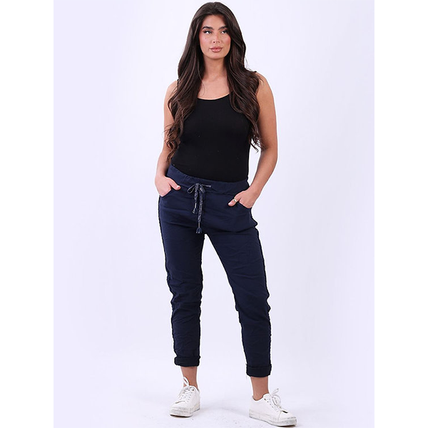 Italian Magic Pants Side Trim Navy