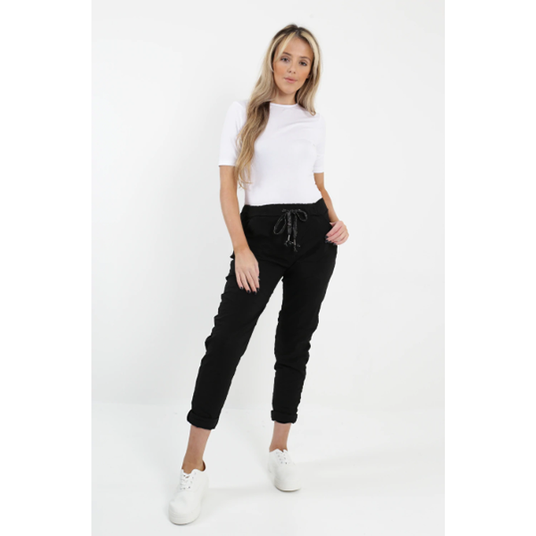 Italian Plain Stretch Magic Pants Black