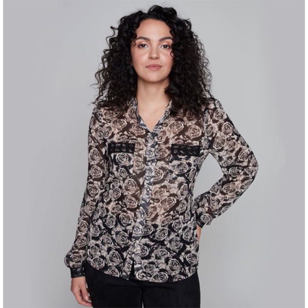 Italian Rose Blouse Black/Mocha