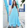 Italian Sleeveless Stripe dress Turquoise