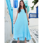 Italian Sleeveless Stripe dress Turquoise