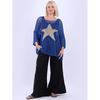 Italian Star Mesh Overlay Top Blue