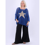 Italian Star Mesh Overlay Top Blue