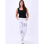 Italian Word Sequin Magic Pants White 