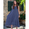 Italian Sleeveless Stripe Dress Navy