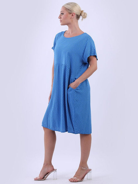 Italian Daisy S/S Dress Cobalt