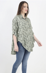 Italian Daisy Shirt 3/4 Sleeve Sage