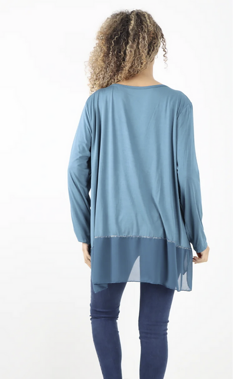 Italian Diamante Top Teal