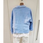 Italian Linen Fray Jacket Ice Blue