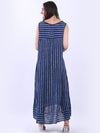 Italian Sleeveless Stripe Dress Navy