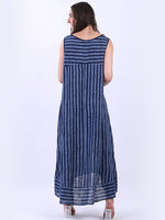 Italian Sleeveless Stripe Dress Navy