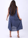 Italian Sleeveless Stripe dress Dark Navy