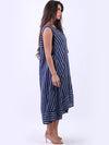 Italian Sleeveless Stripe dress Dark Navy